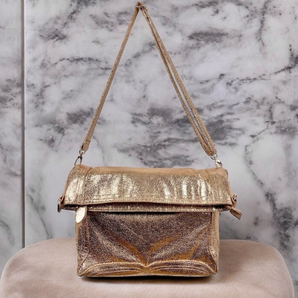 Clutch NYC Crackle Rose Gold Crossbody Bag